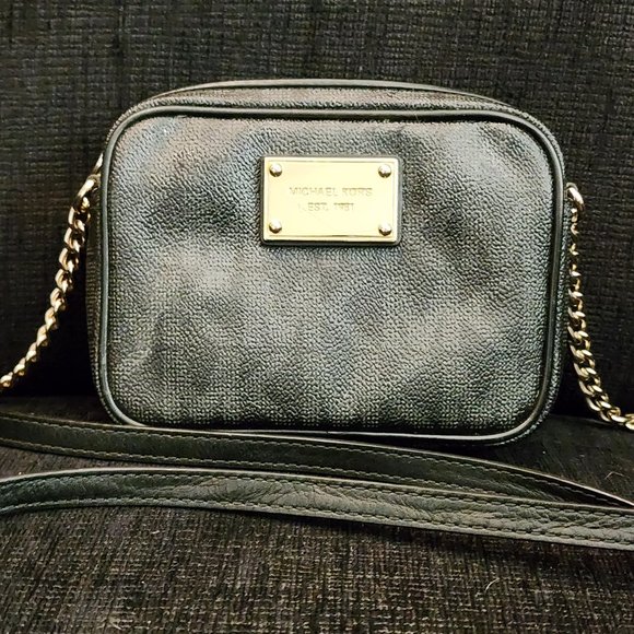 Michael Kors Black Jet Set Monogram Crossbody Bag - Picture 2 of 6